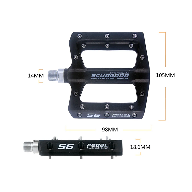 SCUDGOOD polyamide Road Mountain Bike Pedals flat Platform Bicycle Pedal Orange