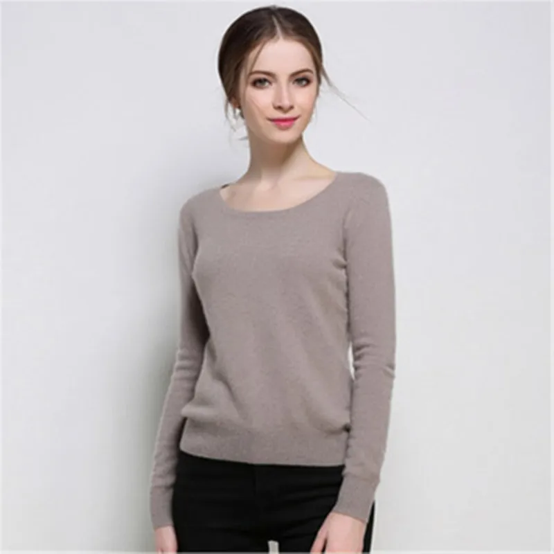 

Spring and Autumn New Cashmere Sweater Fashion Round Neck Wool Sweater Solid Color Short Paragraph High-end Thin Pullover Shirt