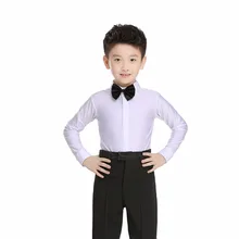 Популярная рубашка для занятий танцами в латинском стиле для детей, черно-белые топы с длинными рукавами, одежда для школьников, хора, детей, бальных танцев, Habiliment 1808