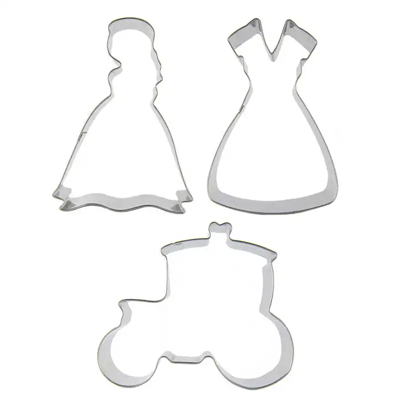 

Princess, Dress, Flower car shape 3 piece biscuit cutting molds, baking tools, cake decorating soft candy tools.