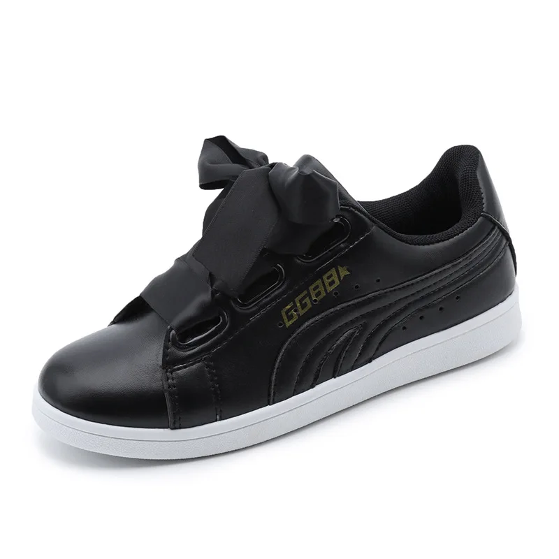 

Free shipping Women's shoes 2019 autumn casual shoes Wear-resistant large size ribbon student shoes round white shoes