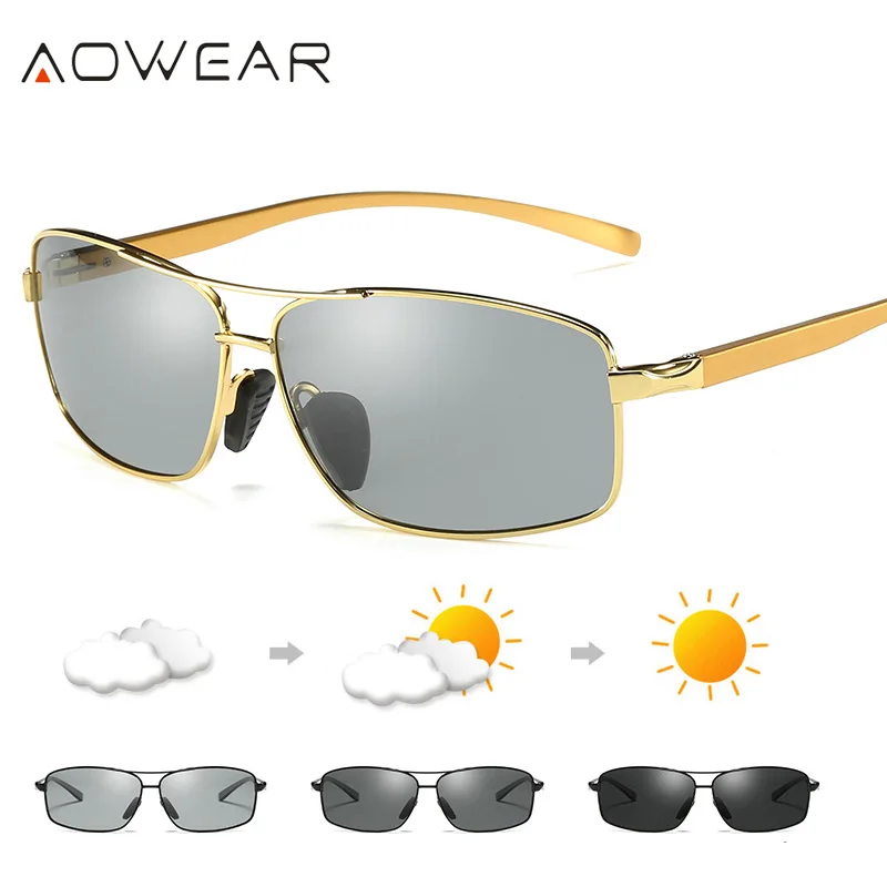 

AOWEAR Men's Photochromic Chameleon Polarized Sunglasses Men Color Change Lens Glasses Male Outdoor Driving oculos de sol