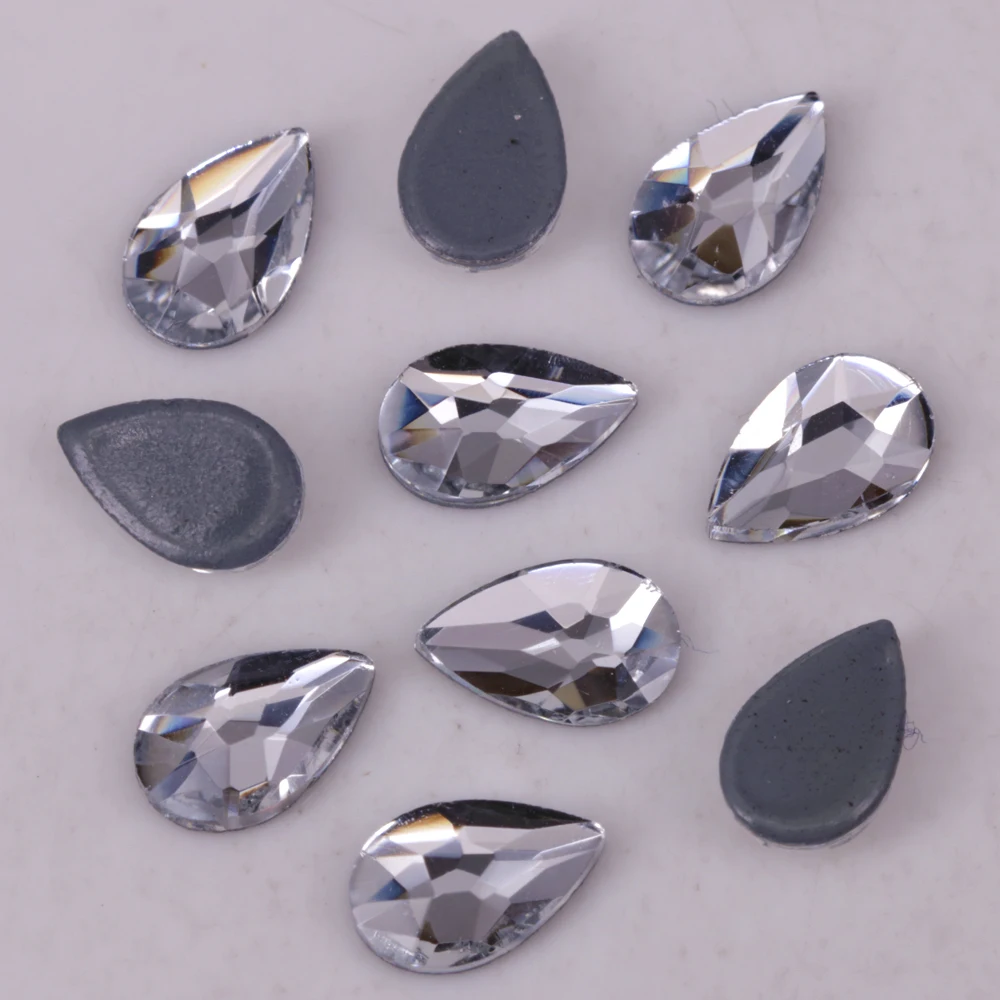 

Lead Free 5x8 mm Crystal Clear Pear Iron-On Crystal Stones FlatBack Hotfix teardrop loose Rhinestones for garments shose bags