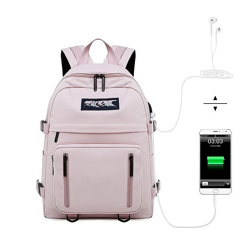 LIKETHIS стильный женский рюкзак для колледжа, школьный рюкзак для девочек-подростков, Мягкий тканевый женский рюкзак, Большой Вместительный рюкзак для путешествий - Цвет: Pink Backpack