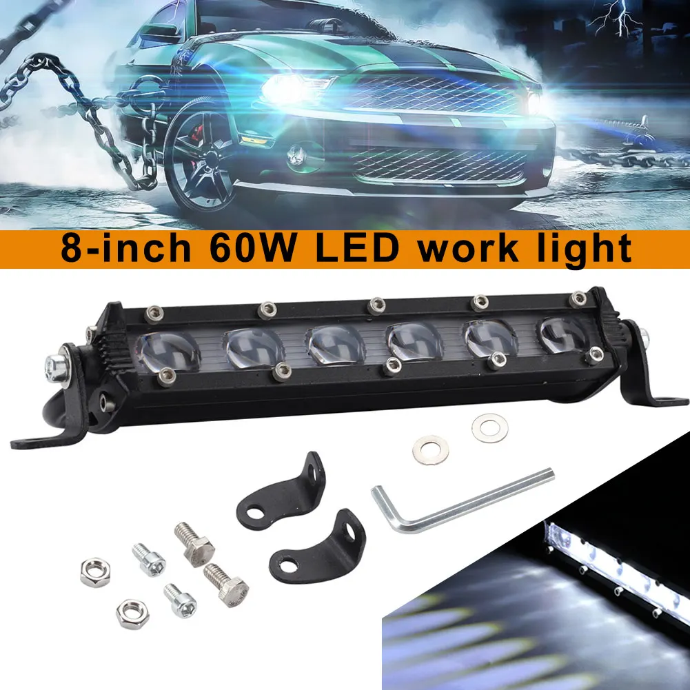 New 60W Single Row LED Light Bar Waterproof Work Lights for 4x4 Offroad 4WD Truck ATV Trailer | Автомобили и мотоциклы