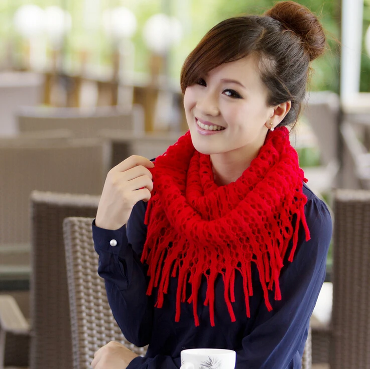 

2014 New Designer Tassel Ring Scarf Fashion Solid Warm Scarves wf-5019