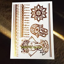 25 Styles Waterproof Flash Hamsa Hand Tattoo Gold Elephant Mandala Flower Tatoo Body Art Fake Metallic Temporary Tattoo Stickers