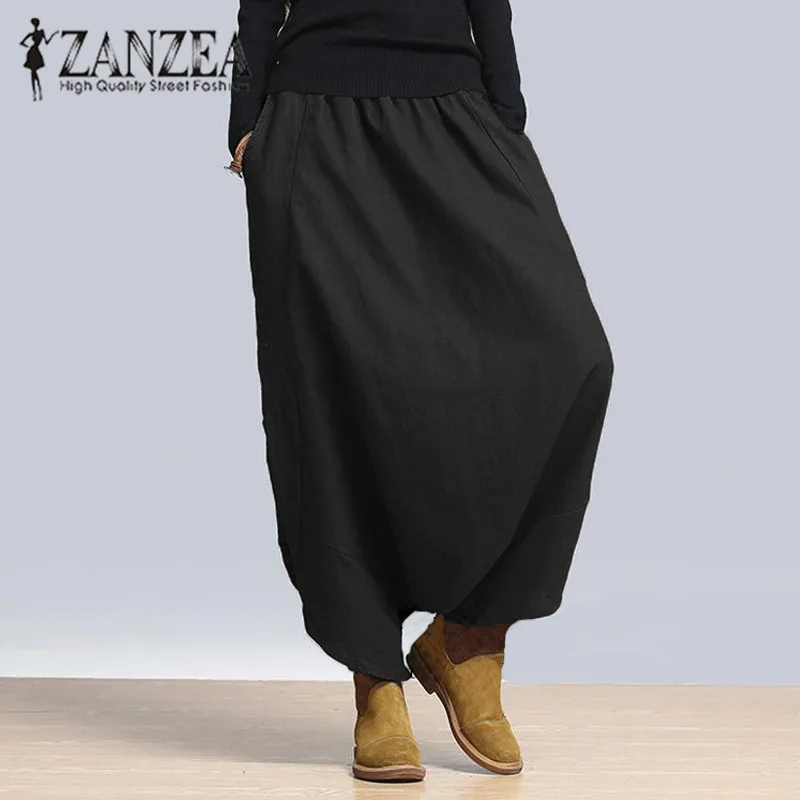 Zanzea 2017 Womens Casual Elastic High Waist Loose Capris Harem Baggy Cross-pants Bloomers Pant Long Trousers Crotch Pants Zanzea 2017 Womens Casual Elastic High Waist Loose Capris Harem Baggy Cross-pants Bloomers Pant Long Trousers Crotch Pants