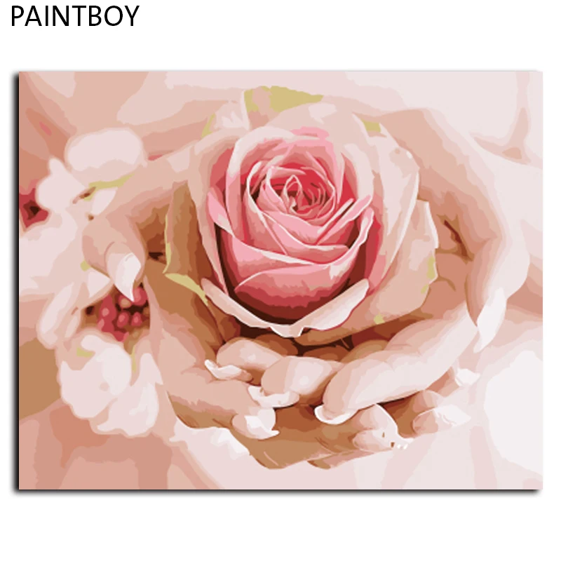 

Newest Frameless Picture Romantic Rose DIY Oil Painting By Numbers Digital Canvas Oil Painting Wall Art For Living Room GX4553