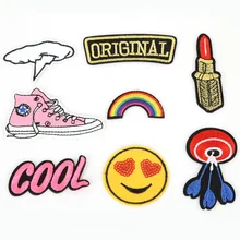 8 шт., радужная обувь, нашивки, вышитые утюгом, нашивки для одежды, DIY полосатая одежда, английские наклейки с буквами, индивидуальные нашивки