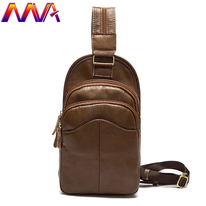 

MVA Quality cowhide leather men chest bag with 100% genuine leather men chest bag for fashion men shoulder bag women chest bags