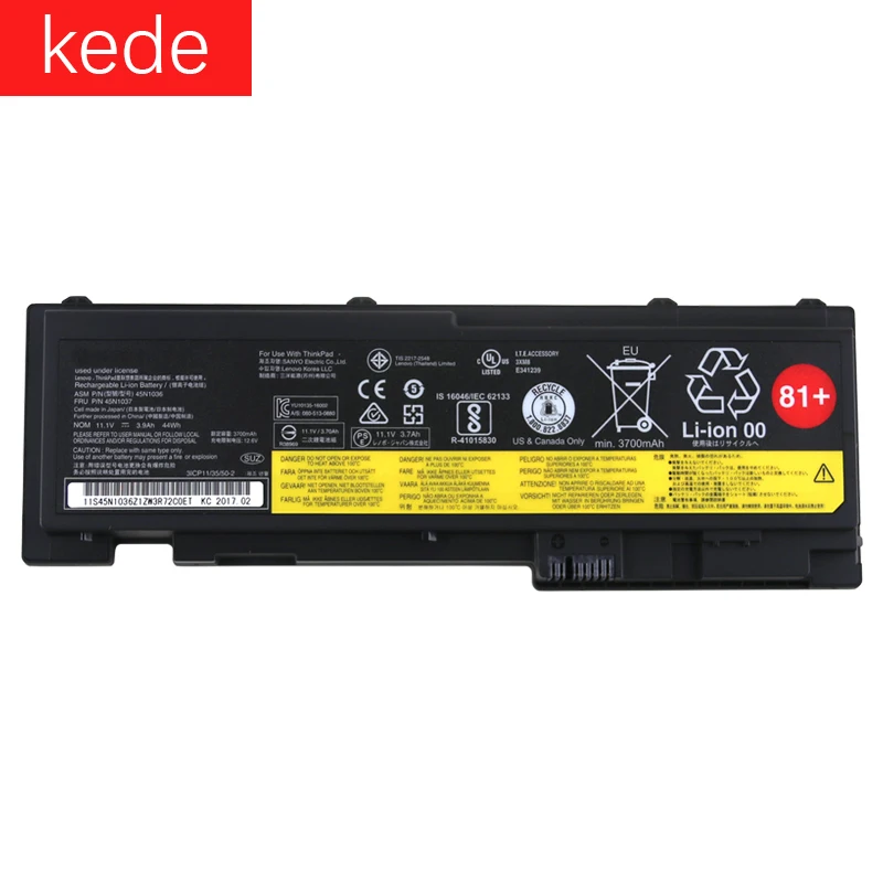 

kede Laptop battery For Lenovo Thinkpad T420S T430S FRU 45N1037 ASM 45N1036 11.1V 44Wh 0A36309
