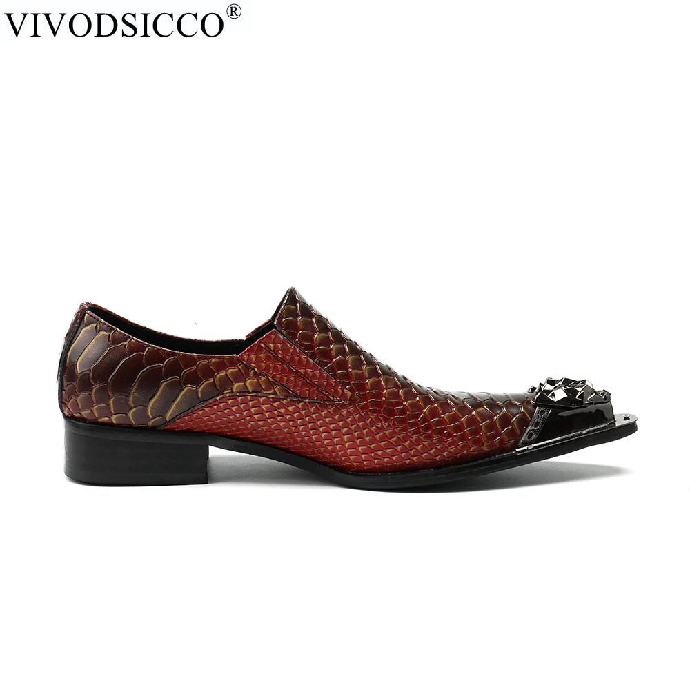 Vivodsicco Mariage Robe Nouvelle Classique Mode Homme D'affaires Mâle Chaussures Hommes Serpent Cuir Rouge En Véritable De Sociale Sapato rrqRO4