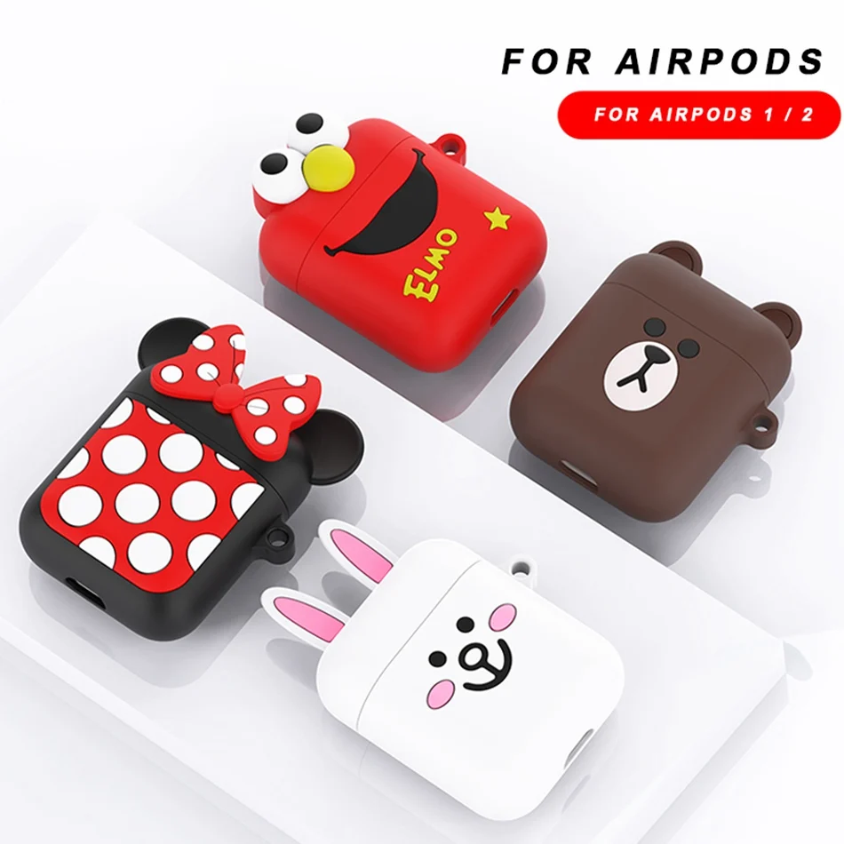 Чехол для наушников для Airpods 2, чехол, силиконовый чехол с милым медведем в виде бутылки для Apple Air pods, чехол для наушников для Earpods, кольцевой ремешок