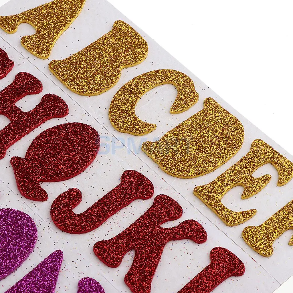A-Z Alphabet Glitter Sticky Foam Stickers Self Adhesive Letter Sticker for Scrapbooking Card Art Craft Kids Fun Sticker Toys DIY