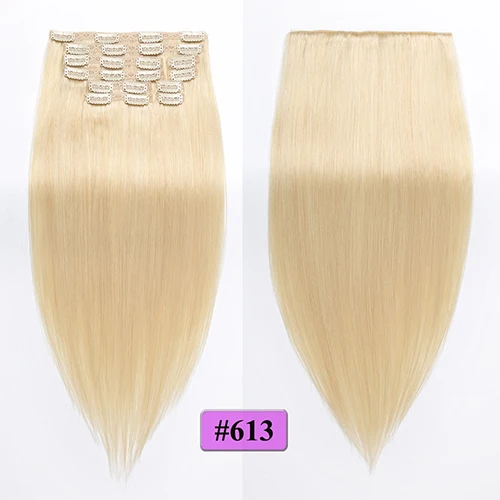Showcoco человеческие прямые волосы remy на клипсах 10 шт. волосы для наращивания на всю голову 16-24 дюйма - Цвет: Color 613