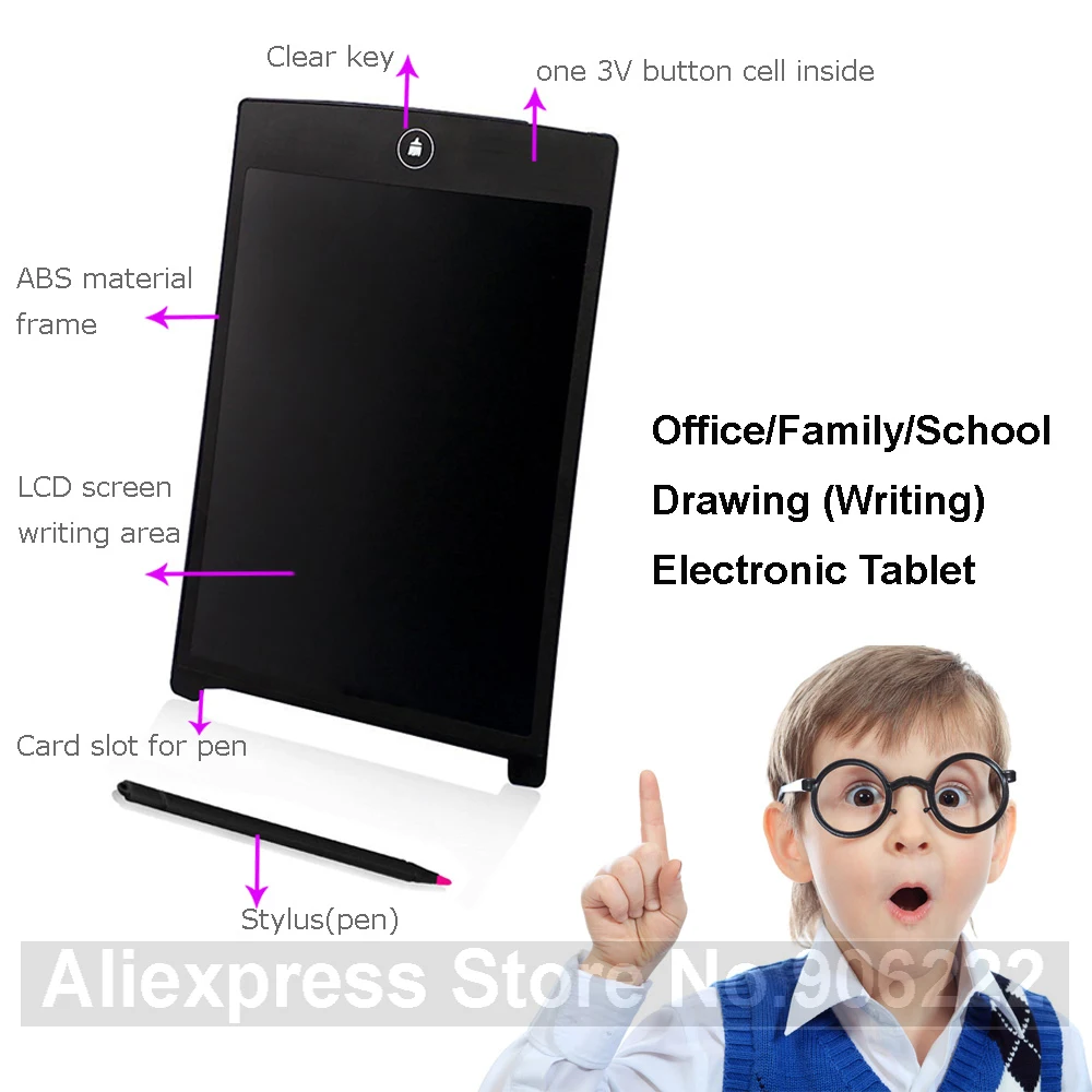 Menggambar Mainan Menulis LCD Tablet Menghapus Tablet Paperless LCD