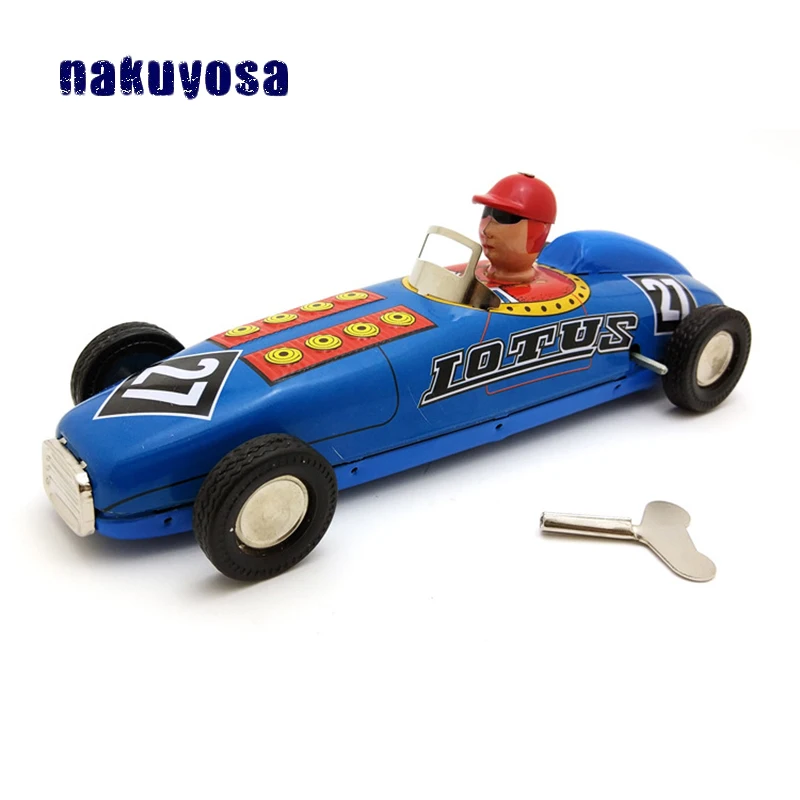 Adult Collection Reminiscence Metal Car Wind Up Toy The Racer Drove His Car Childhood Memories