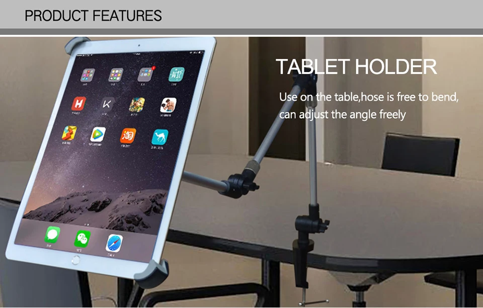 Cobao Универсальный держатель для планшета, металлический алюминиевый длинный кронштейн, регулируемый 9,5 9,7 12 12,9 14,5, крепление для планшета для ipad air pro, подставка для ipad