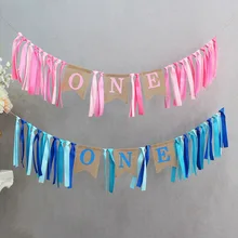 Синий Розовый ленточный счастливый плакат "с днем рождения" для маленьких девочек и мальчиков, Детские флажки для душа, свадебные украшения, Детская гирлянда