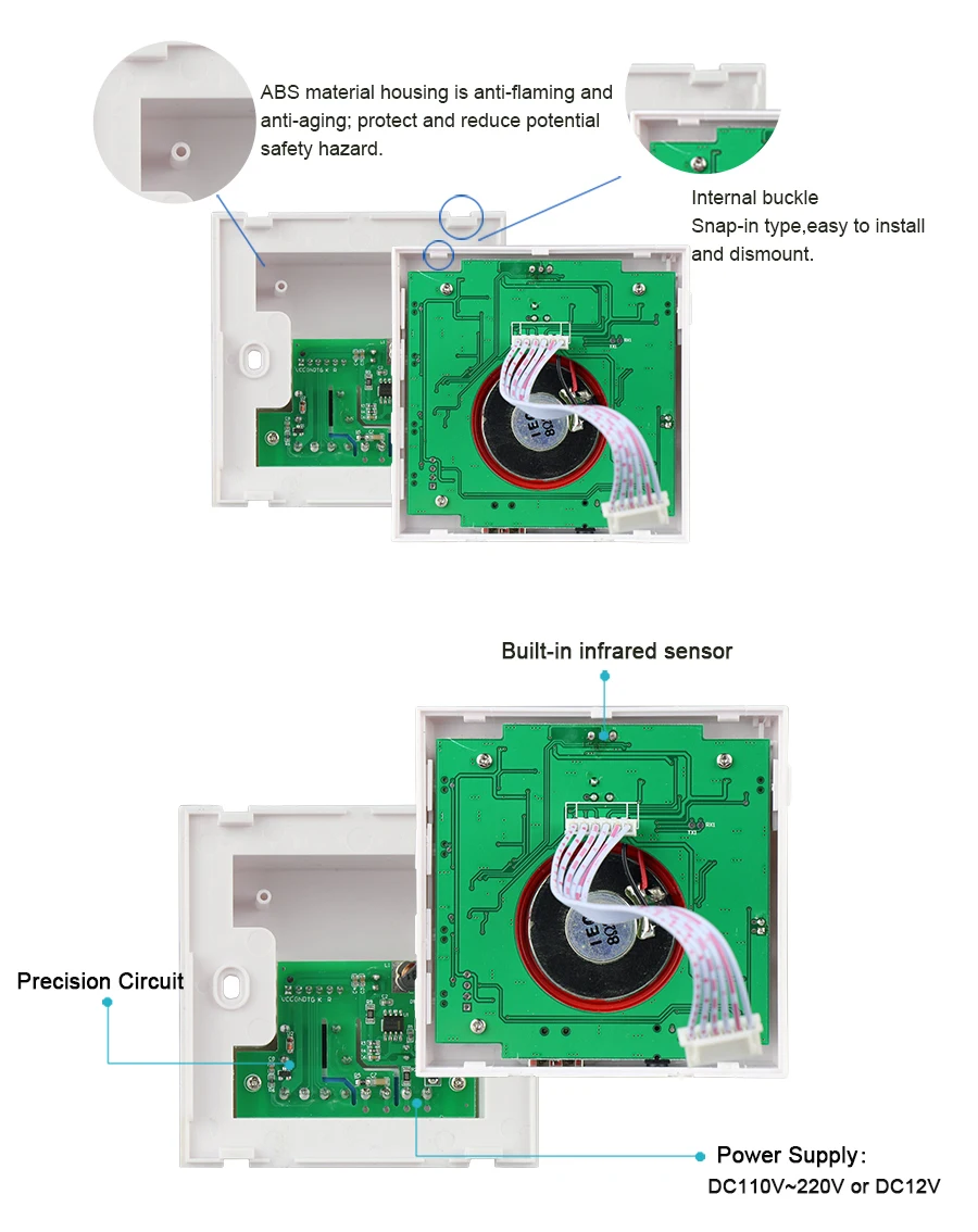 sensor infravermelho de alarme para montagem na detector pir com interruptor de relé gatilho externo