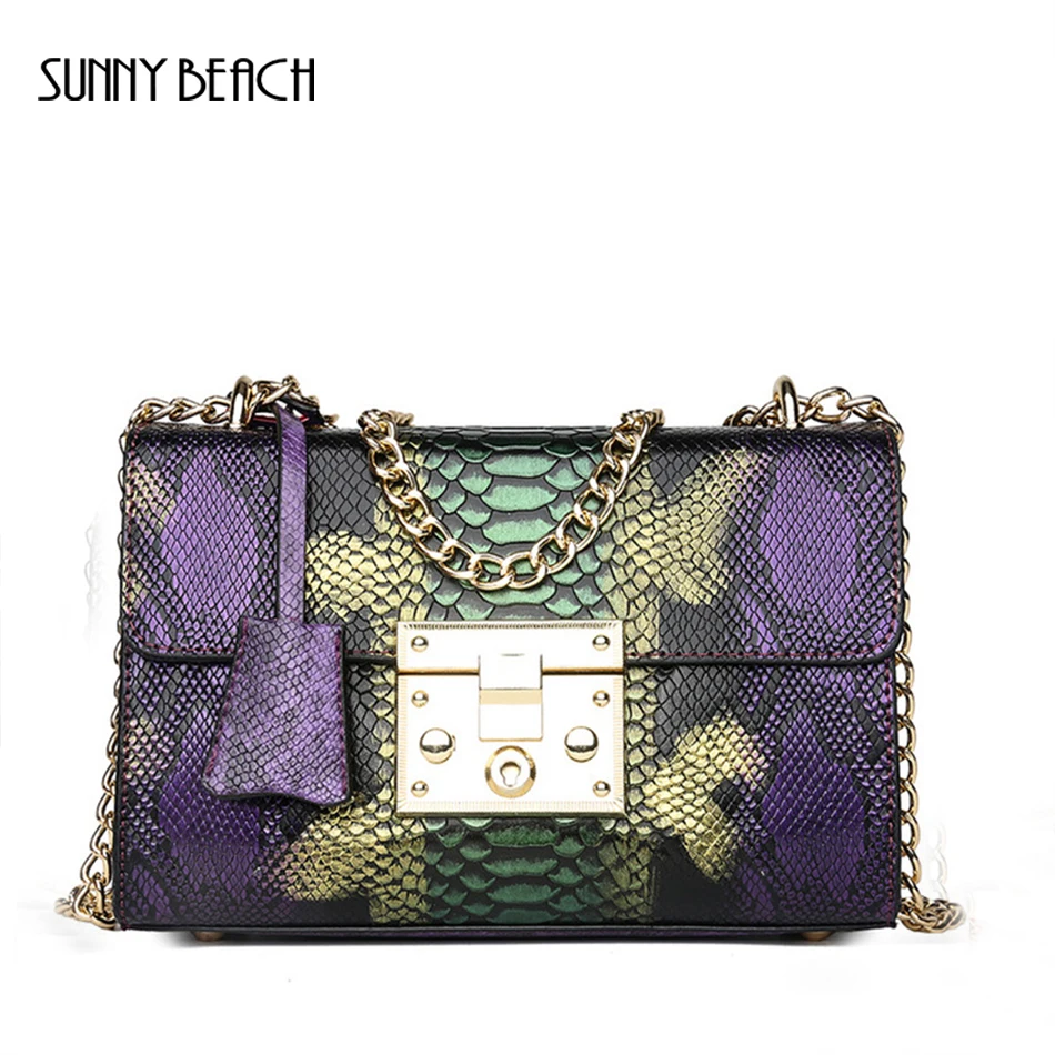 

Chain Bags Serpentine Handbag Alligator Women Bag Small PU Leather Female Messenger Bag Crossbody Bag Casual