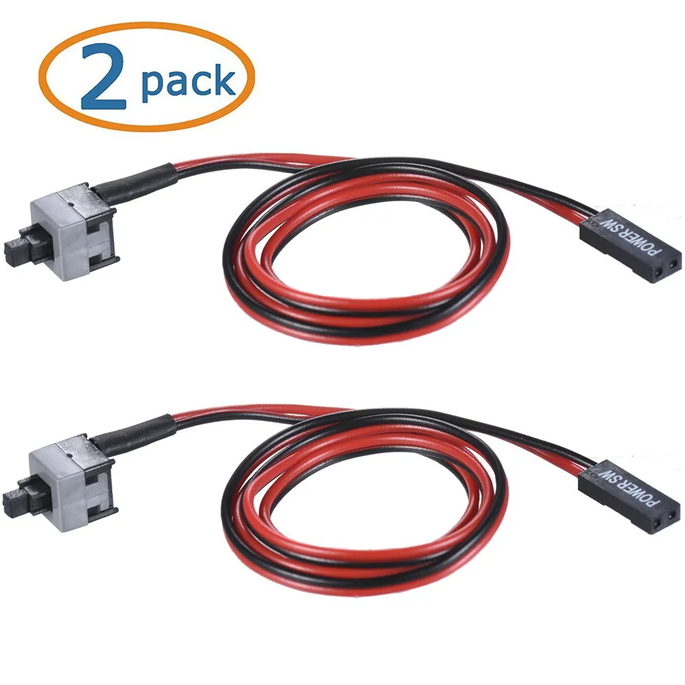 

2 Pack 2-Pin SW PC Case Internal Power Cable ON/OFF Push Button ATX Desktop Computer Switch Wire 50cm Length
