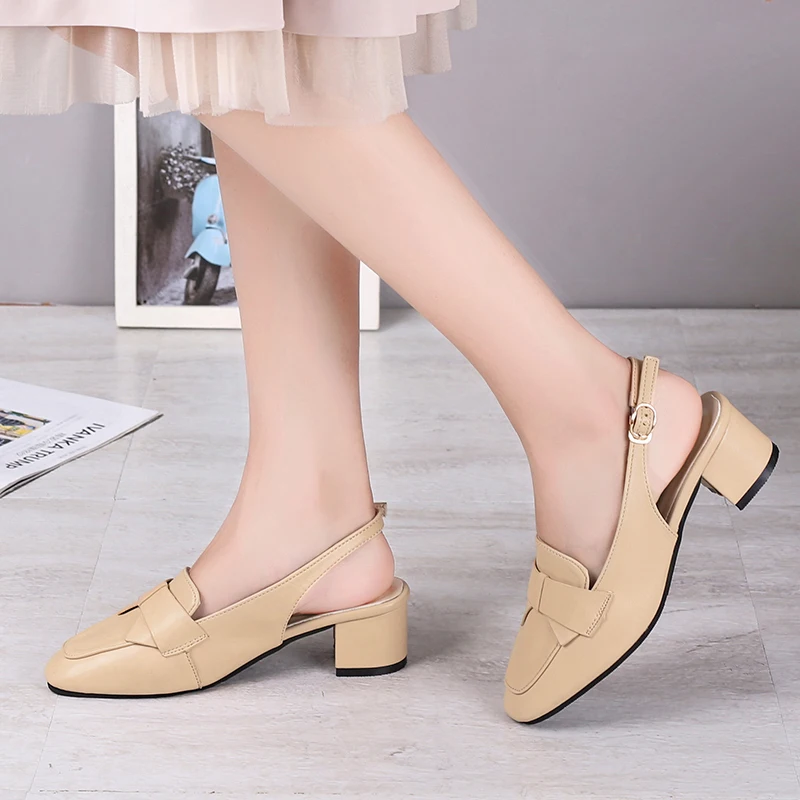 

2019 New Fashion Summer Women Sandals Closed Toe Women Sandals Buckle Med Heelsl Leisure Woman Rome Anckle Strap Shoes