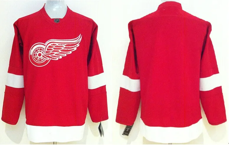 Detroit Red Wings Mens Jerseys Blank Red Ice Hockey Jerseys