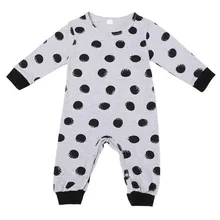 2016 Rushed Baby Born Casual Unisex Full Baby Girl New Kids O-neck Letter And Dot Romper Jumpsuit Bodysuit Clothes Outfits