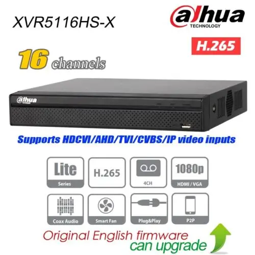 DH XVR5116HS-X H.265 16CH видеонаблюдения HDCVI DVR Поддержка CVI IP TVI аналоговый видео вход |
