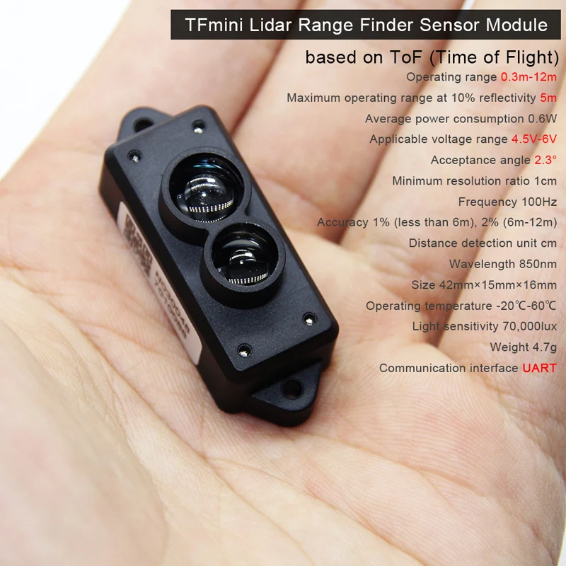 1 шт. TF Mini LiDAR лазерный датчик с модулем s одноточечный дальномер датчик 12 м UART(ttl)/IEC(IIC) для радиоуправляемого дрона робота