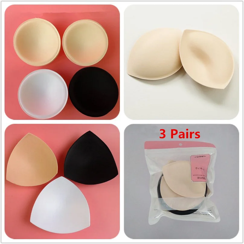 

3Pcs Women Round Cups Nylon Bra Enhancers Solid Swimsuit Bikini Sports Padding Chest Foam Pads Sexy Underwear Padding S44