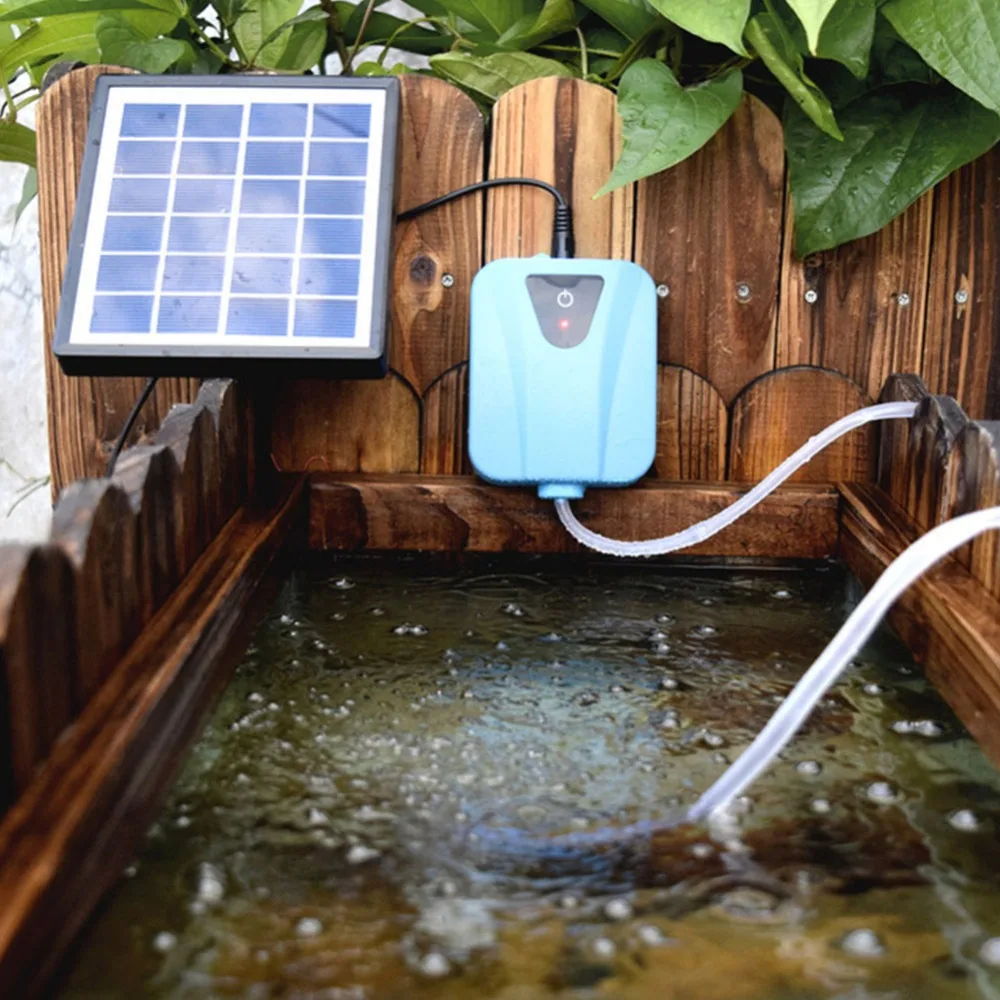 

2L/min Solar Powered/DC Charging Oxygenator Water Oxygen Pump Pond Aerator with 1 Air Stone Aquarium Airpump