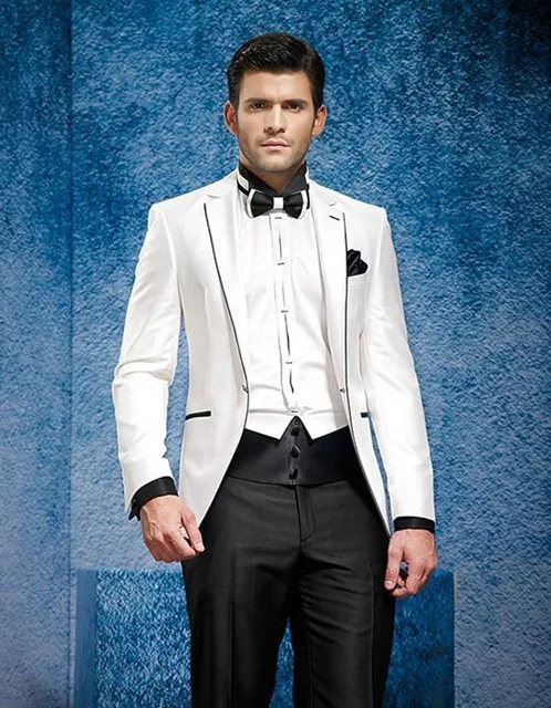 2018 Branded Custom Made Groom Tuxedos New Style Slim Fit White Jacket ...