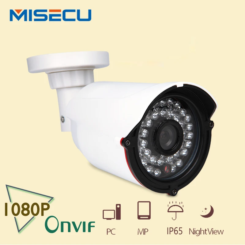 MISECU Full 2.0MP HD IP camera Onvif P2P bullet 36 IR Hi3516C Night Vision Camera 1920*1080P ABS Camera cctv home security XMEye