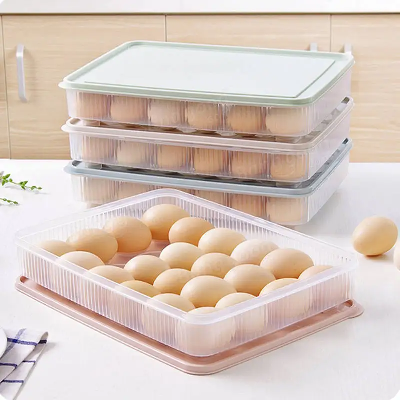 KCASA KC-ES01 24 Slots Egg Refrigerator Storage Holder Organizer Kitchen With Dust-Proof Lid