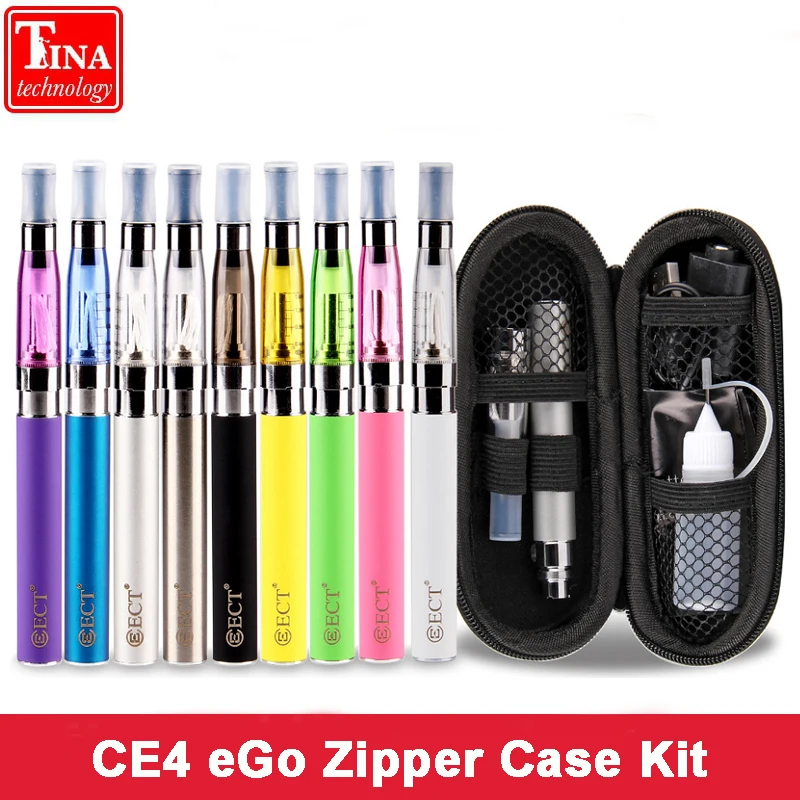 Free shipping ECT eGo CE4 e Cigarette Zipper Case eGo Kit 650mah 900mah