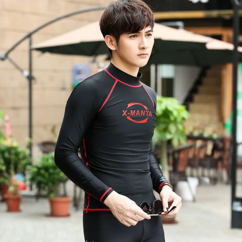 2017 Мужская Рашгард топ купальник с длинным рукавом буквенным принтом Дайвинг