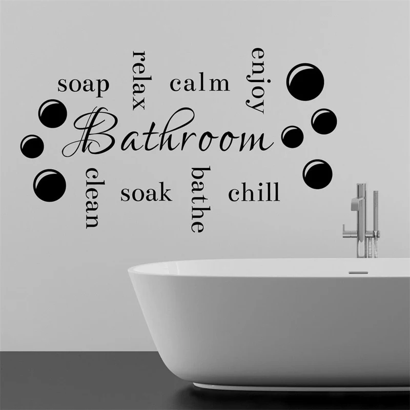 Creative Vinyl Wall Decals Bathroom Motto Bathtub Wall stickers Home Decor Toilet Decal DIY