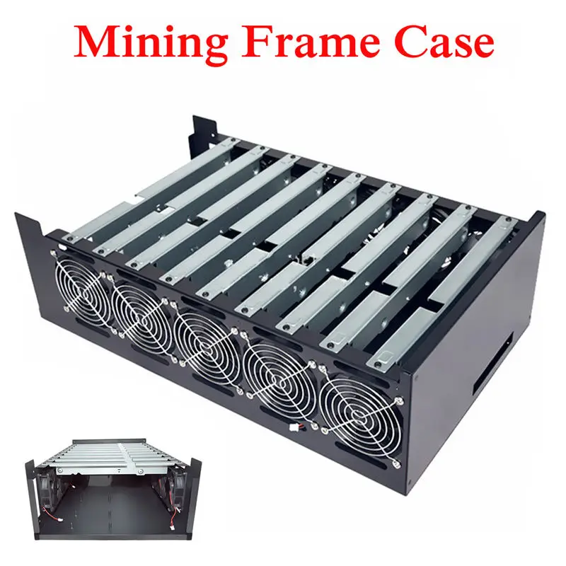 Open Air DIY 9GPU Crypto монет добыча сервер Frame Rig Графика чехол + 10 вентиляторы для компьютера добыча случае рама сервер шасси