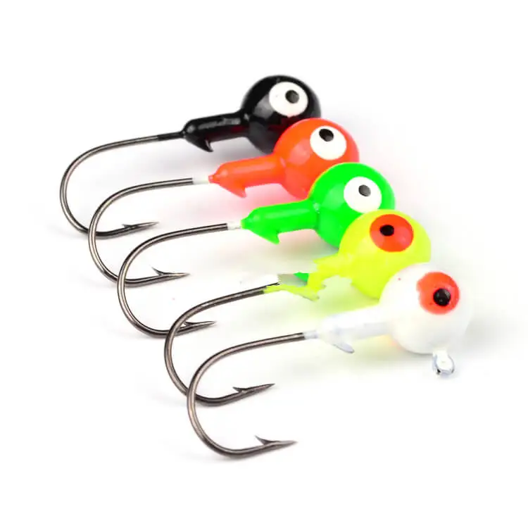 50pcs Soft Worm Bass Jig Hooks Lead Head Fishing Hook Jig Attractive