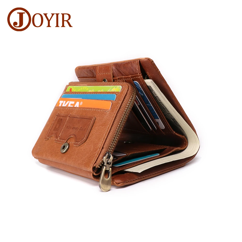 Кошелек JOYIR мужской из натуральной кожи кредитный бумажник с RFID защитой на молнии
