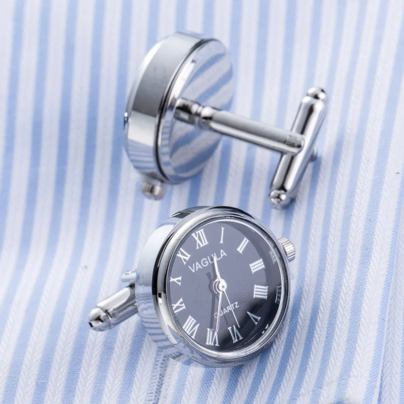 Beste Nieuwe Collectie Real Horloge Manchetknopen VAGULA Klok manchetknopen Met Batterij tourbill Machine Core Mechanische Gemelos
