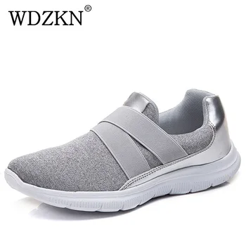 

WDZKN Big Size 36-42 Shallow Women Shoes Lightweight Slip On Casual Flat Loafers Women Breathable Air Mesh Sneakers Ladies Shoes