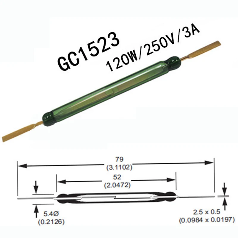 

10pcs 120W 3A 250V GC1523 AT70-80 Normally Open Industrial Reed Switch Schalter Interruptor Reed InTerrupteur