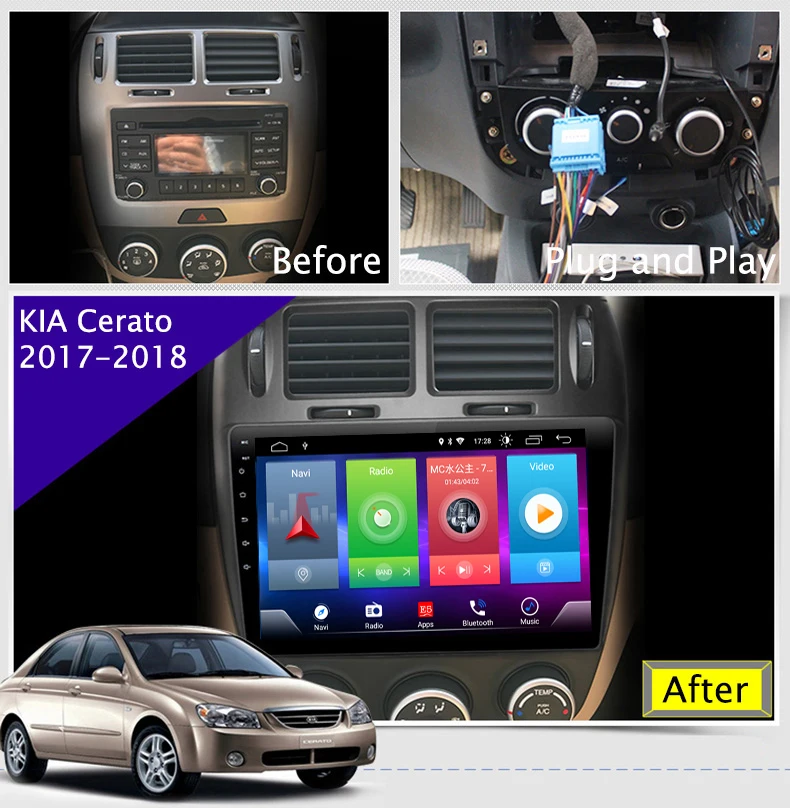 

Full Touch Screen Car Android 8.1 Radio Player For KIA Cerato 2012-2016 DSP GPS Navigation Video Multimedia Built In Bluetooth