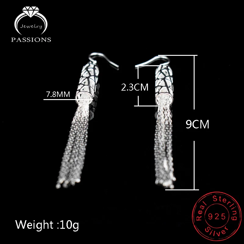 Женские серьги кисточки из серебра 925 пробы в этническом стиле|drop earrings|drop silver