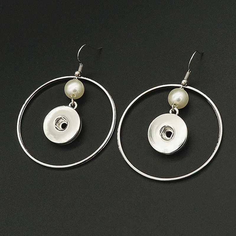 

Fashion Hot Pearls Circles Drop earrings snap earrings fit 18MM snap buttons jewelry JA0063