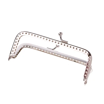 

1PC Square Metal Frame Kiss Clasp For Handle Bag Purse DIY Accessories Purse Frame Silver 10cm
